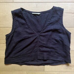 Polly Crop in Midweight Linen | Navy - M - EUC